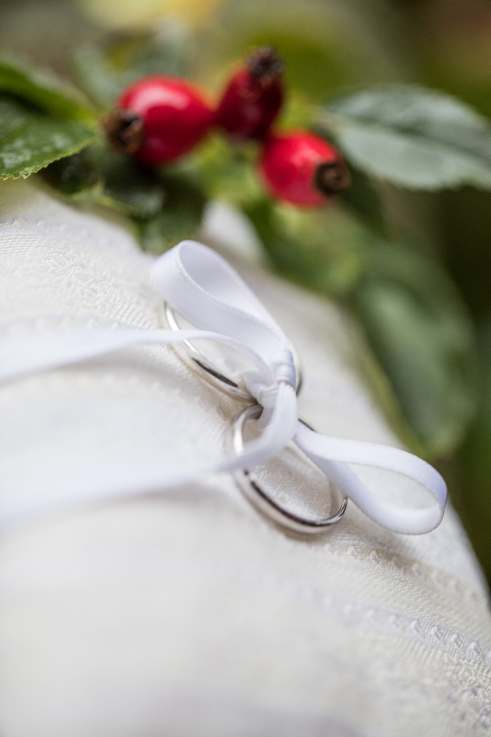 Ringe auf Ringkissen gebunden