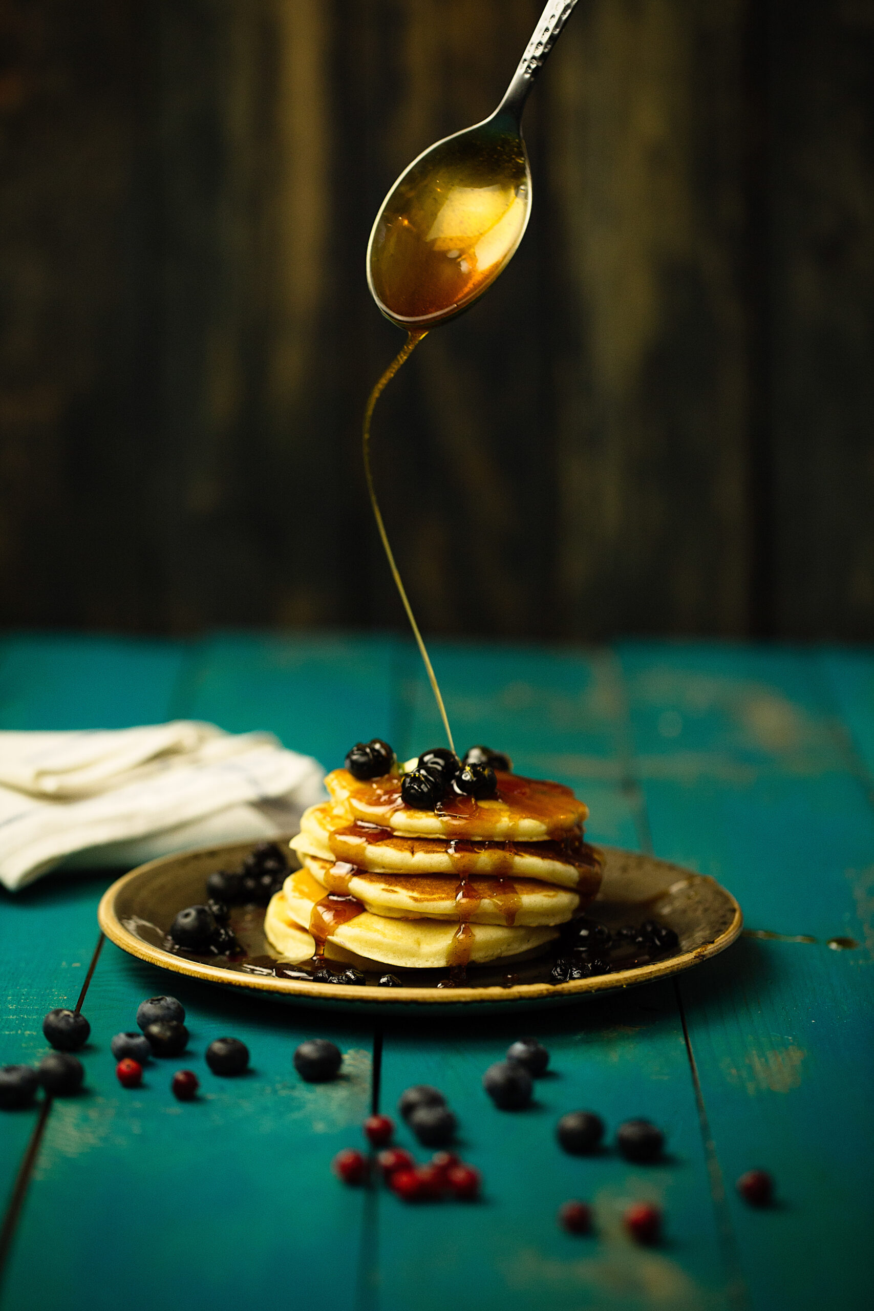 Pancakes mit Sirup – Dessertaufnahme