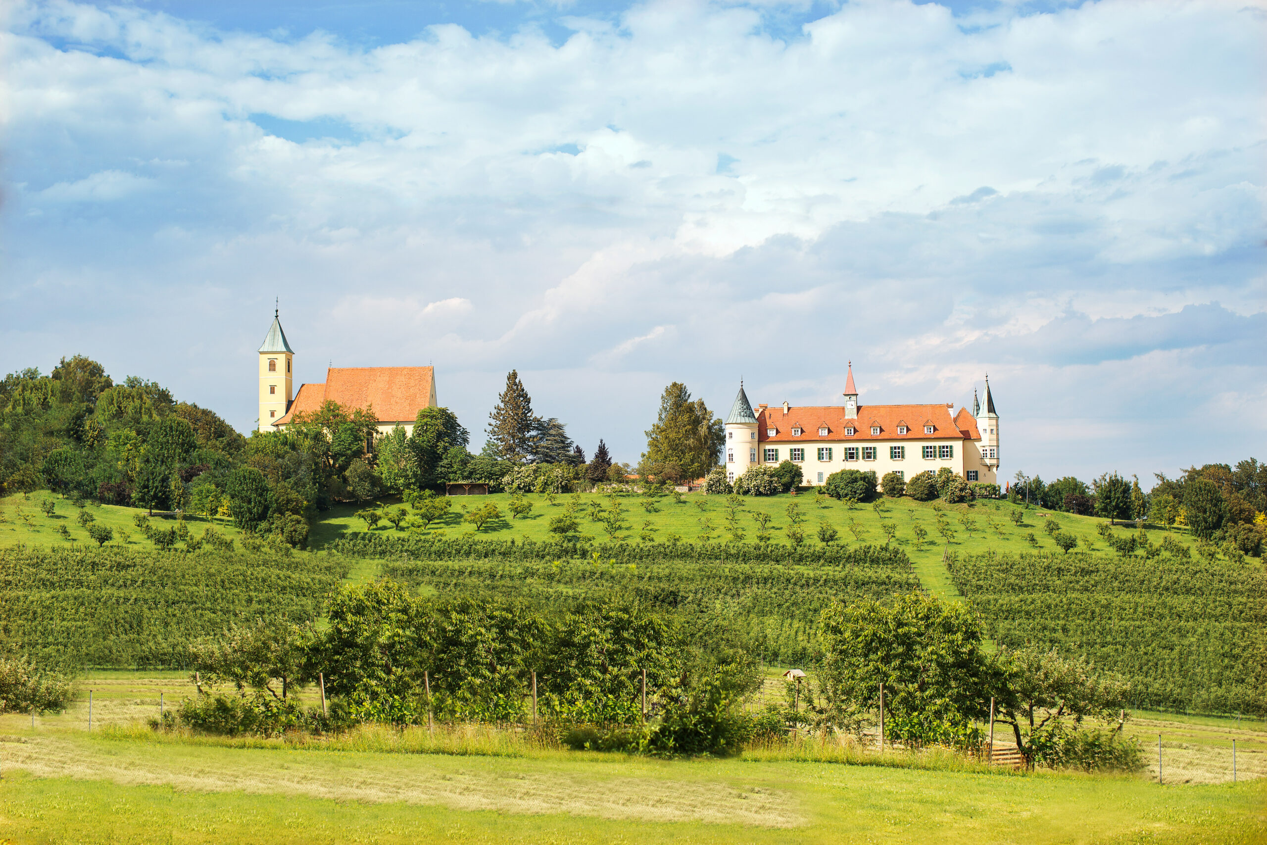 Landschaft mit Schloss – Steiermark Naturaufnahme