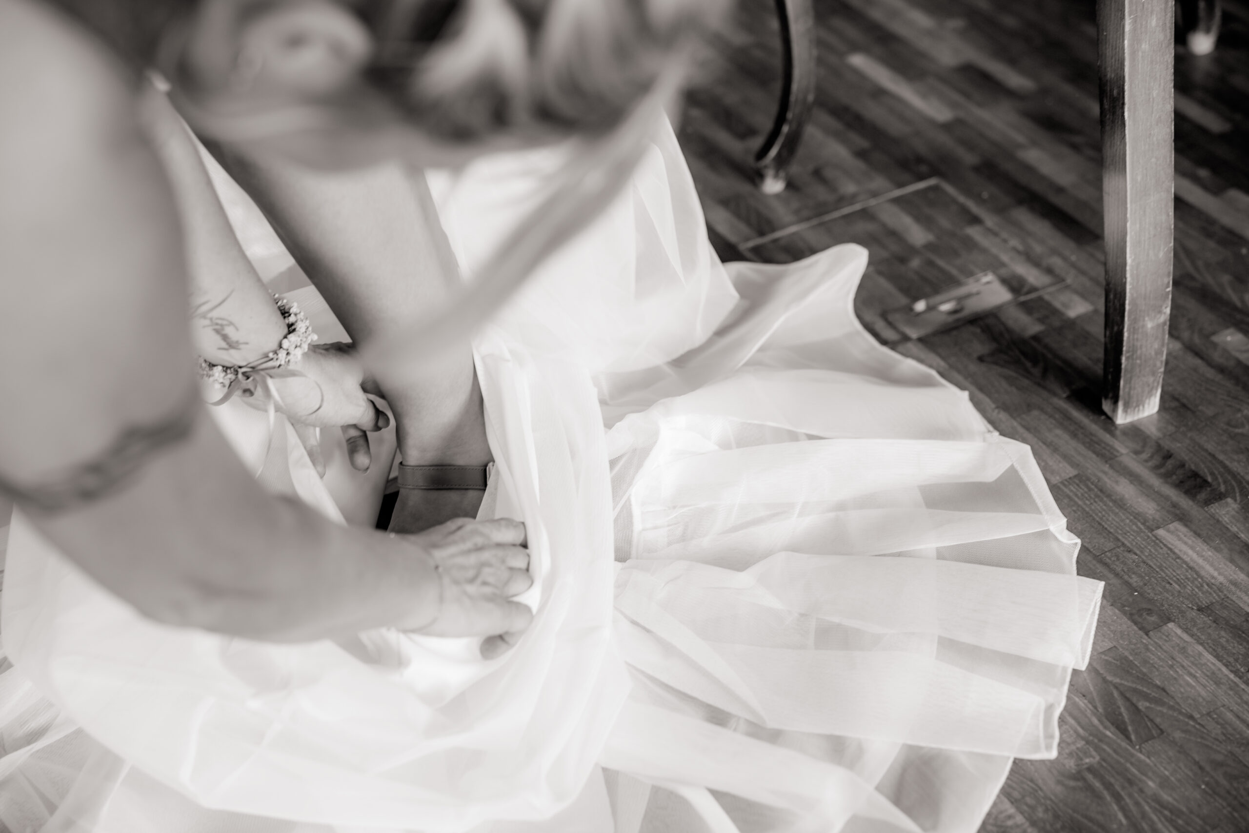 Tüllrock Detail – Brautkleid Bewegung